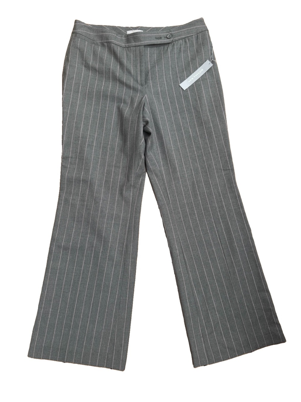 NWT Ann Taylor Wool Dress Pants Grey Pale Pink Pinstripe Gramercy Size 14